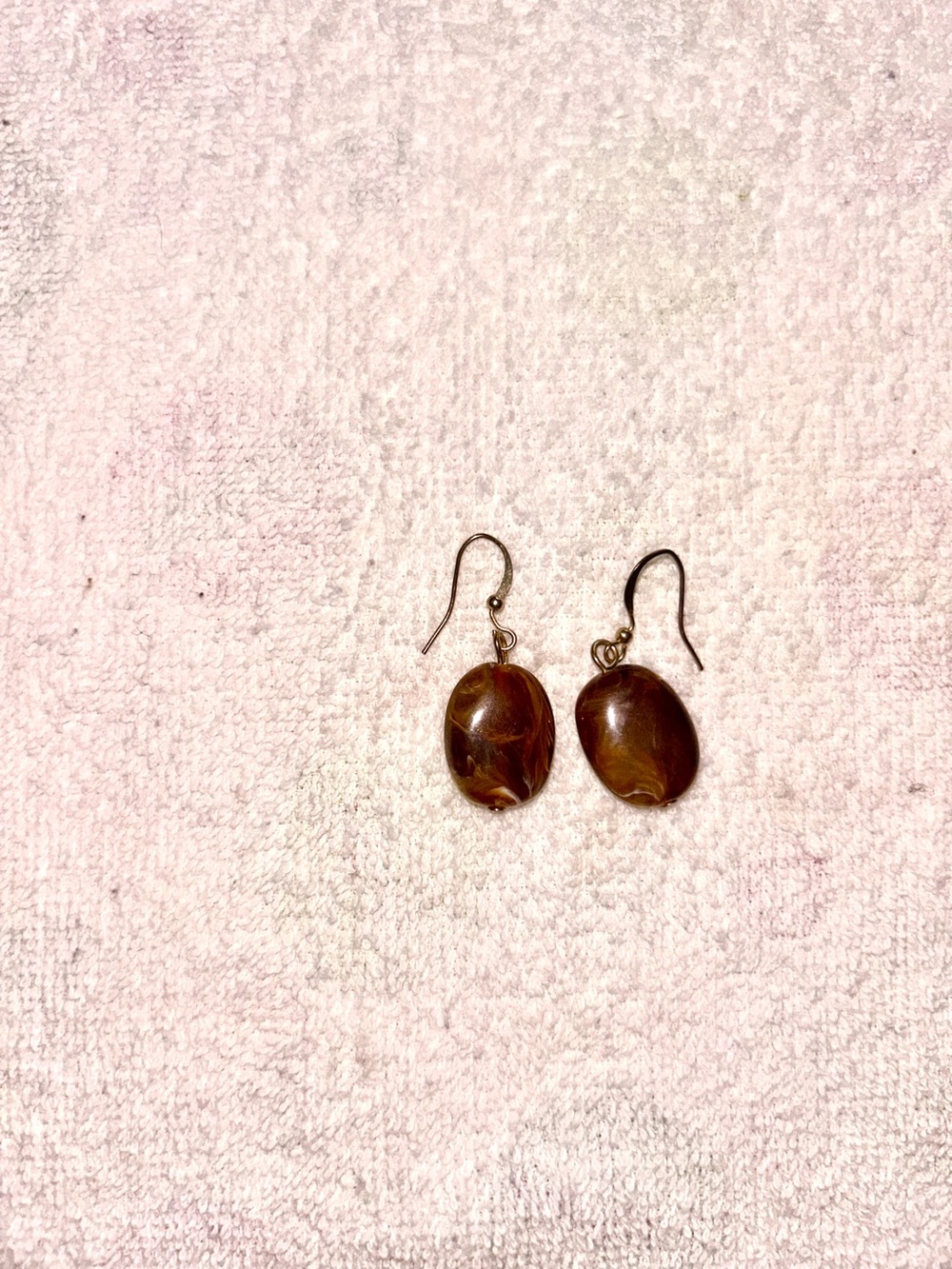 Handcrafted Brown Stone Drop Earrings - Unbranded